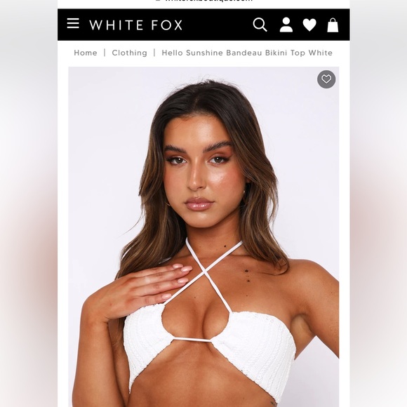 White Fox Hello Sunshine Bandeau Bikini Top White. NWT - Picture 2 of 10